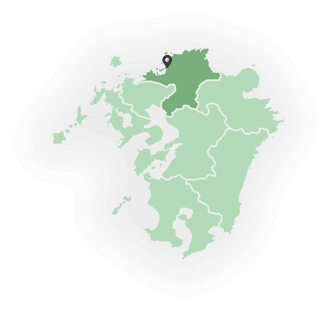画像：福岡県糟屋郡にピンが刺さっている地図